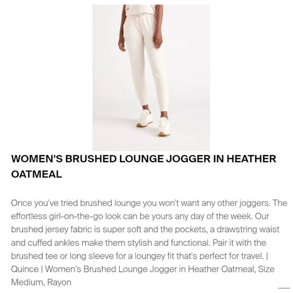 Quince Brushed Lounge Joggers Womens Medium Oatmeal Knit Cozy Comfy Loungewear - Picture 13 of 13